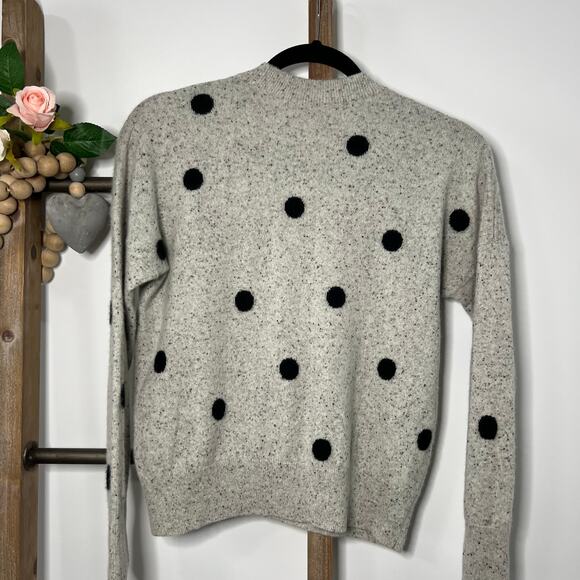 Madewell Long Sleeve Cashmere Gray Black Dots Sweater Size‎ X Small - Picture 5 of 6